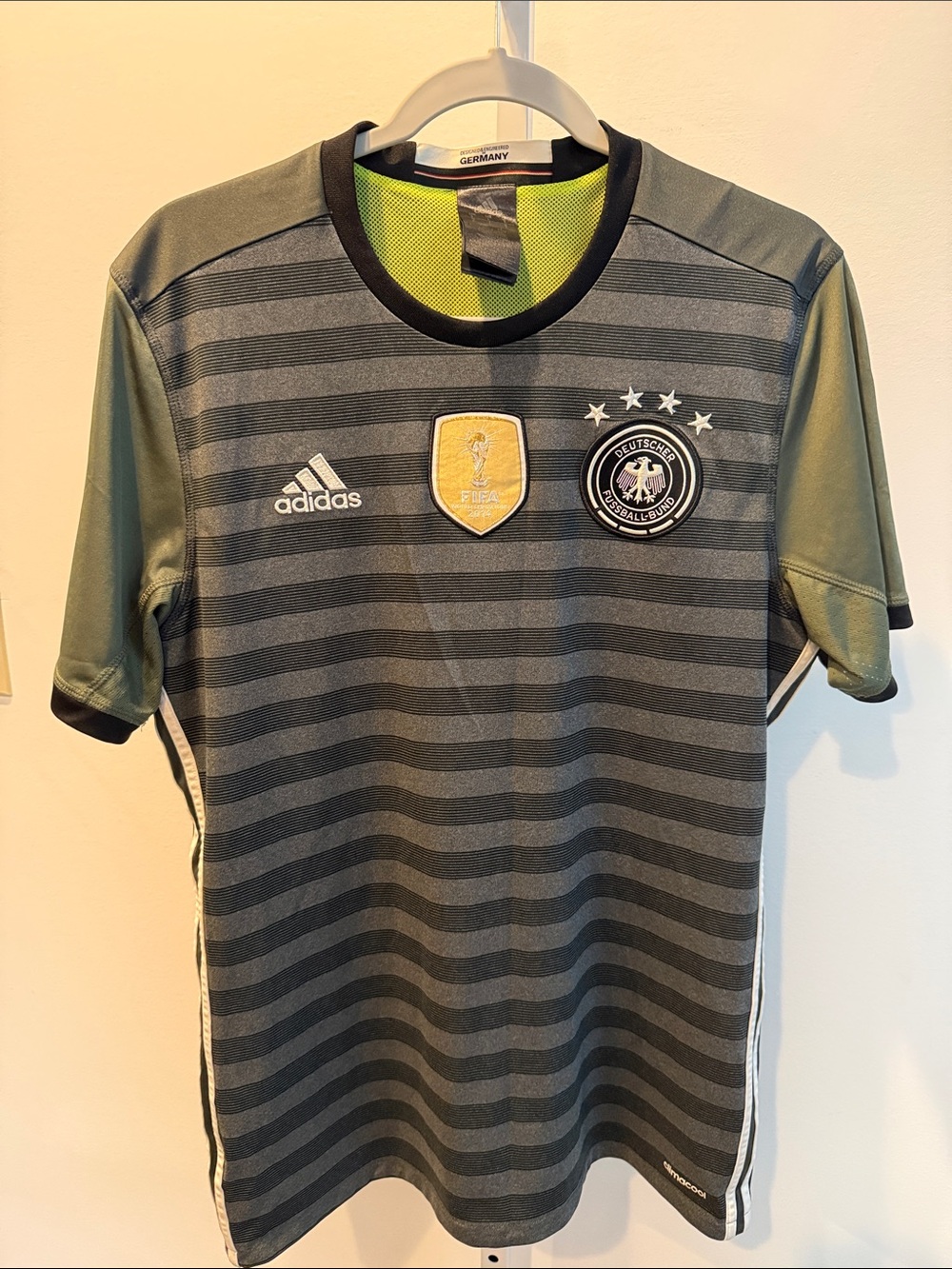 Adidas Germany Football Jersey 2014 World Champions Olive/Black Men Size L